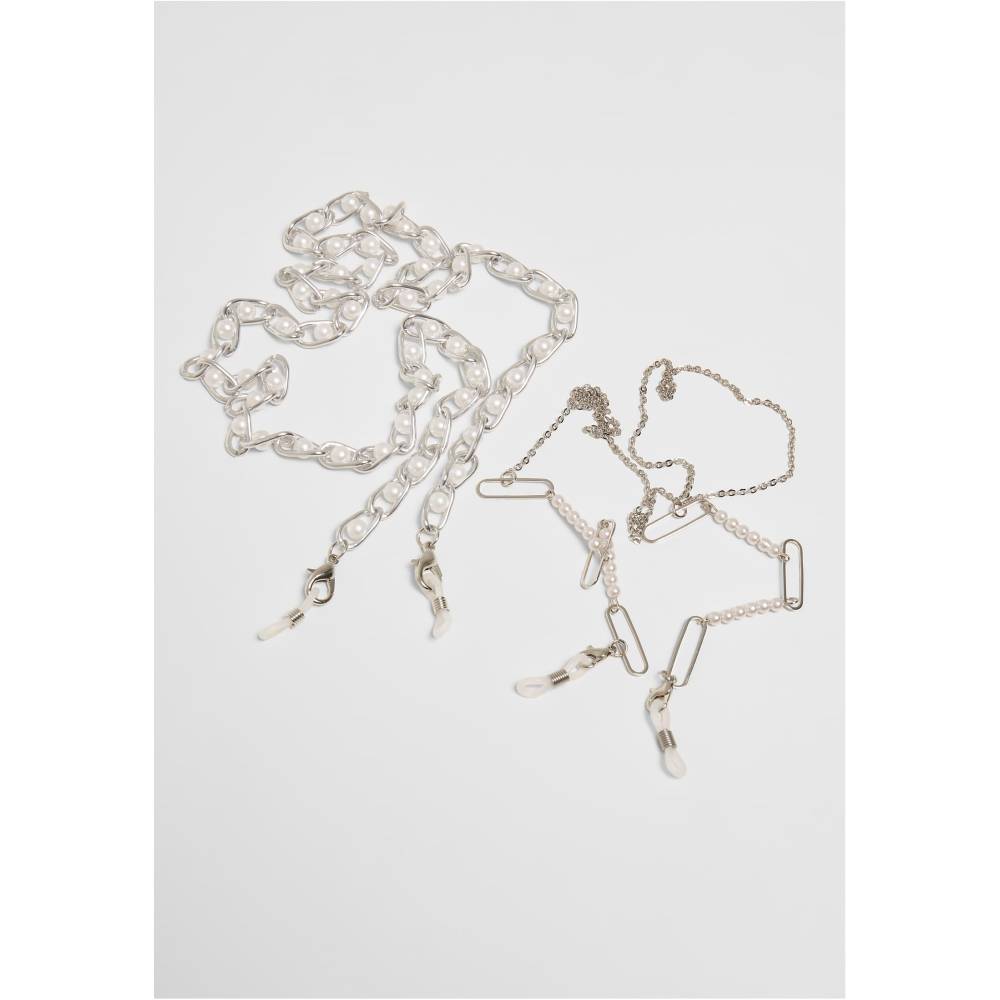 Urban Classics - Multifunctional Chain With Pearls 2Pack Collier - Couleur argent